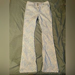 blue and white funky pants